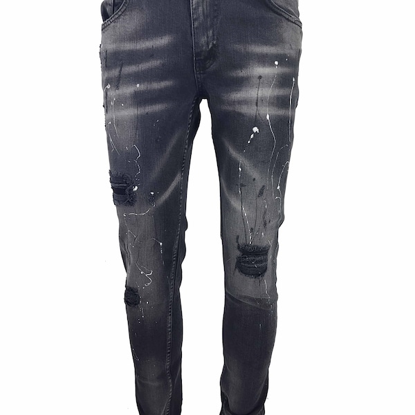 Splatter Paint Jeans Etsy