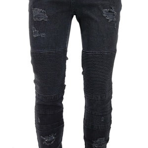 Men's Jeans Black Peviani Designer Slim Fit Ripped Jeans Patchwork Biker Denim Trouser Jeans Pants