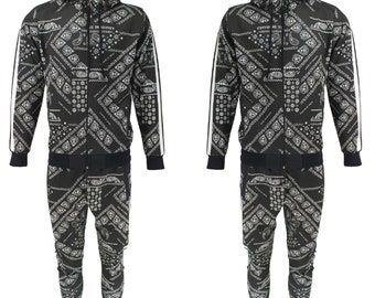 Mens Tracksuit 2ps Set Tim Bottoms Joggers Bandana Print Urban Hip Hop Top Outfit Men Sweatshirts Sweatpants Athletic Track Suit
