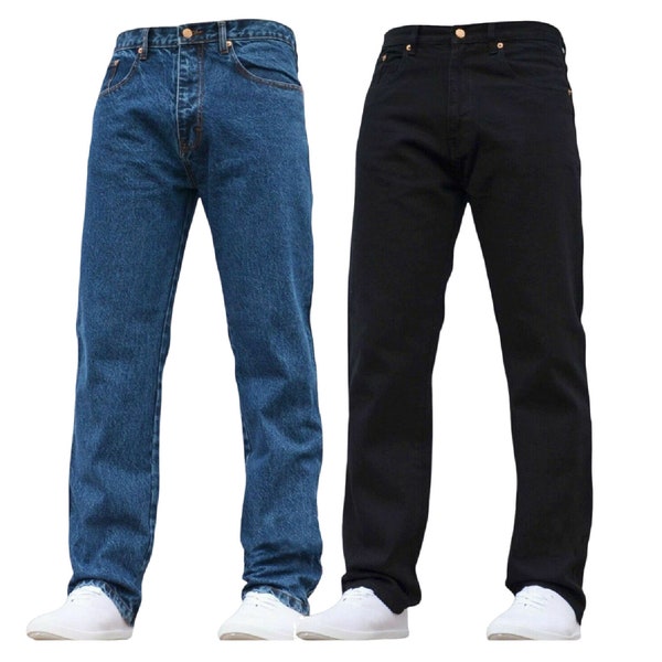 Mens Denim Jeans Regular Straight Fit 100% Cotton Euro Basic Classic