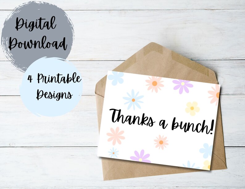 Printable Floral Thank You Card - Etsy