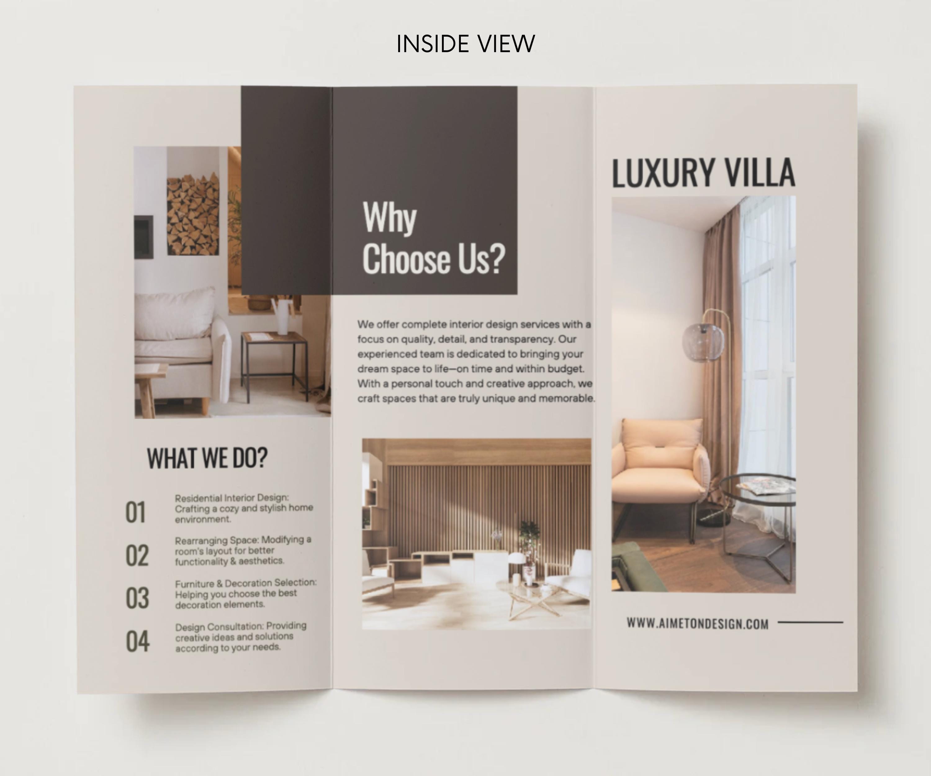 Interior Designer Brochure Canva Template Interior Design Services ...