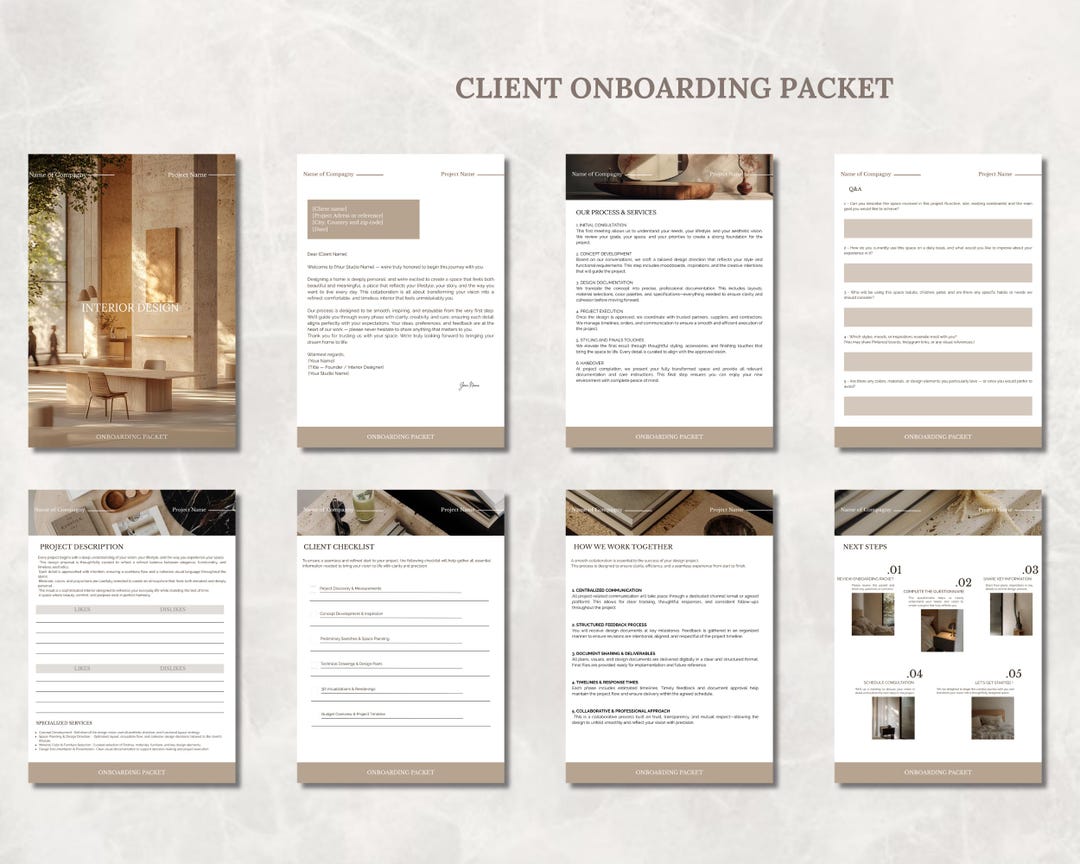 Luxury Interior Design Client Welcome Packet | Modern Canva - Etsy