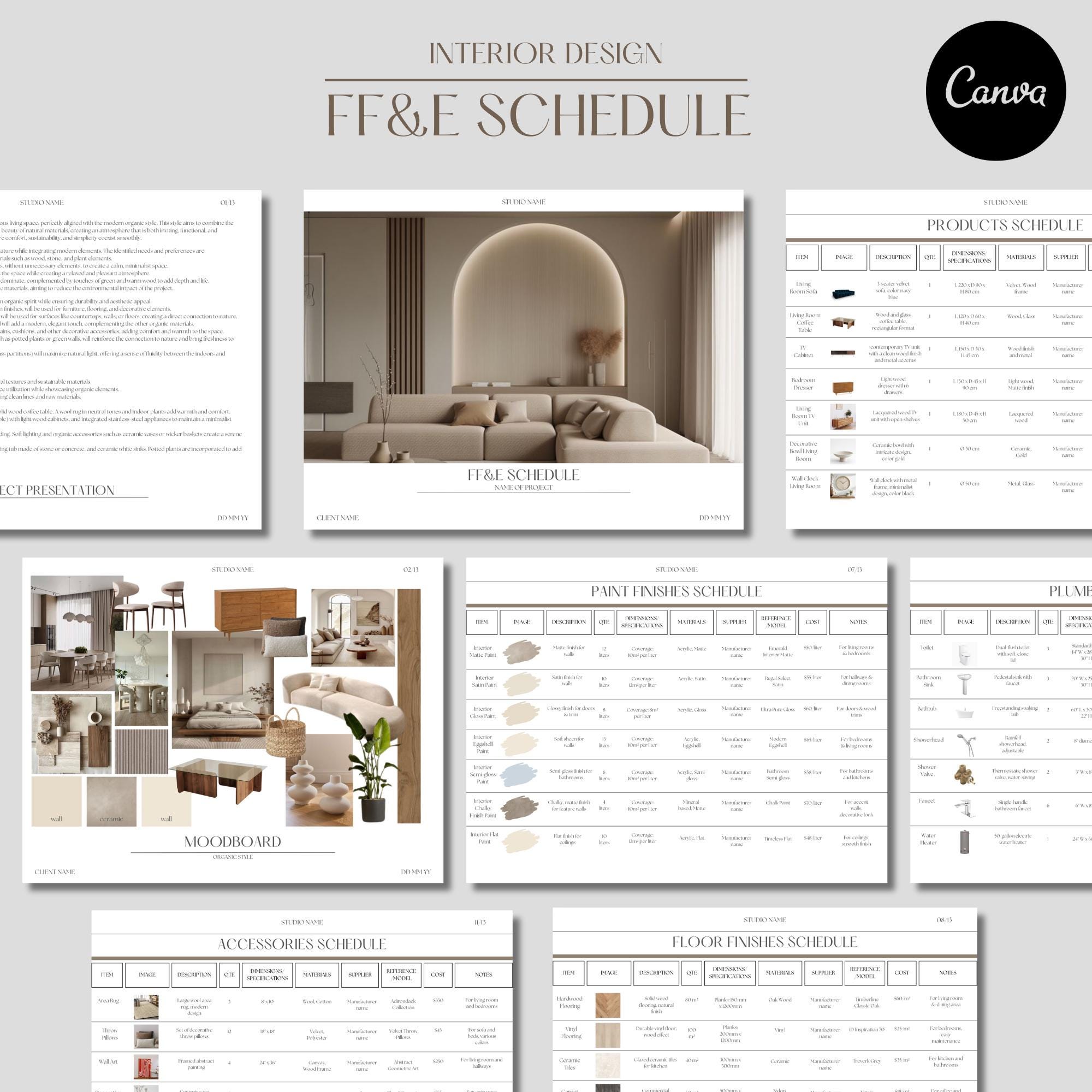 Design Ffe Schedule FF&E Schedule Interior Design Furniture, Fixtures and Finishes Schedule ...