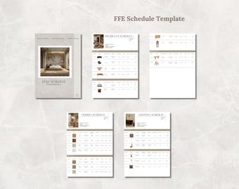 Interior Design FF&E Schedule Template, Furniture, Finishes and Project Presentation | Product Specifications