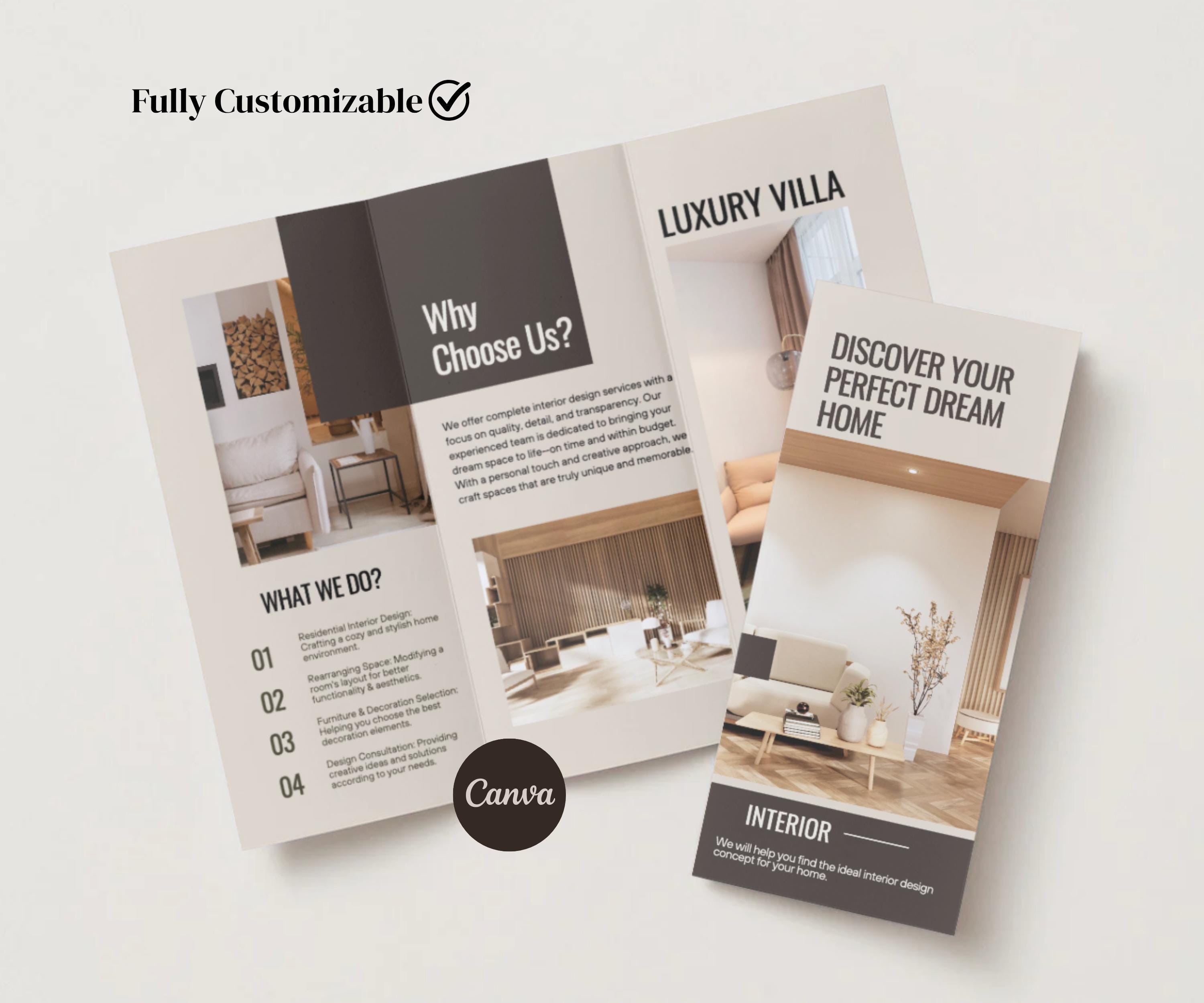 Interior Designer Brochure Canva Template Interior Design Services ...