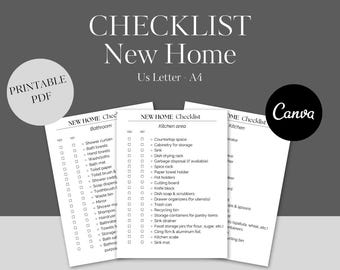 New Home Essentials Checklist, Moving Checklist Printable, New Home Planner, First Home Checklist PDF,Checklist New Home, Design
