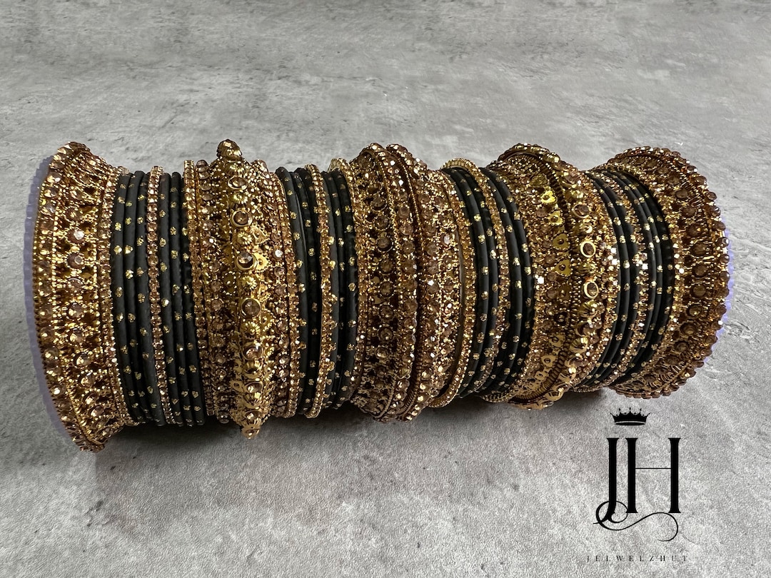 Black and Gold Bangles Bridal Bangles Indian Bangles for Etsy UK