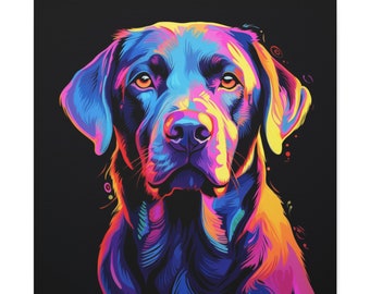 Labrador Retriever Neon Art Canvas Print Wall Art Picture Large