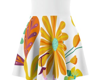 Women's Skater Skirt tropical flowers