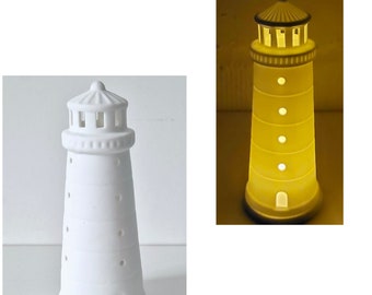 El sonido del mar "FARO LED" de porcelana blanca mate