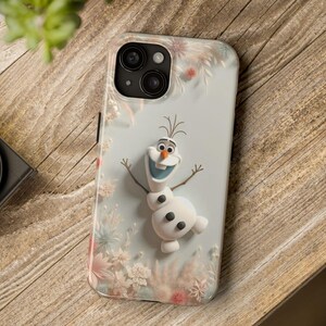 3D Olaf stoer telefoonhoesje, winter bloemen cartoon telefoonhoesje - schattige beschermende telefoonhoes, sneeuwpop telefoonhoesje, bevroren telefoonhoesje, kerst