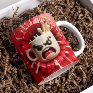 3D-Effekt Lustige Kaffeetasse Gesicht Mug Wrap, 11 Unze & 15 Unze Mug Bundle Sublimation Wrap, sofortiger digitaler Download, PNG Vorlage Bild 3