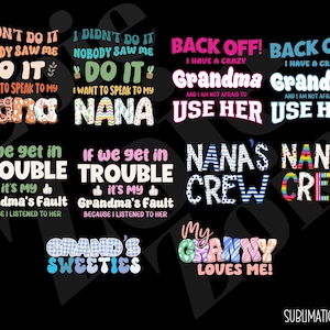 Funny Grandkid Sublimation PNG, Grandkid&#39;s Bundle Sublimation File, Girl/Boy Shirt Design, Digital Download, Funny Grandkid&#39;s Nana Design