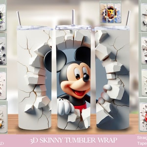 3D Effect Boys Classic Cartoon Character Tumbler Wrap, 20oz Skinny Sublimation Tumbler Bundle Wrap, Instant Digital Download, PNG Template