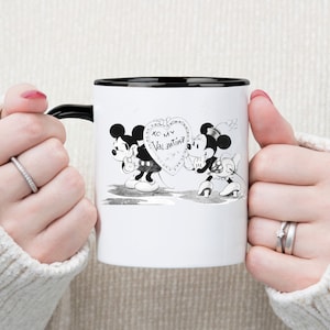 Classic Mickey and Minnie Valentines Mug, Mickey Mouse Coffee Mug, Heart Mug, Valentines Gift, 11oz Accent Coffee Mug, Gift For Her