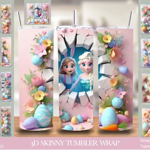 3D-Effekt Ostern Thema Klassische Cartoons Tumbler Design, 20 Unzen Skinny Tumbler Bundle Sublimation Wrap, sofortiger digitaler Download, PNG Vorlage