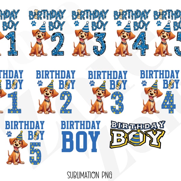 Birthday Boy Sublimation PNG, Birthday Boy Sublimation File, Boy Shirt Sublimation Design, Digital Download, Dog Design, Birthday Boy Outfit