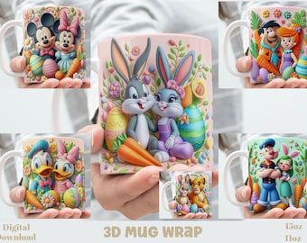 Paquete de envoltorios para tazas con dibujos de Pascua bordados en 3D (descarga digital)
