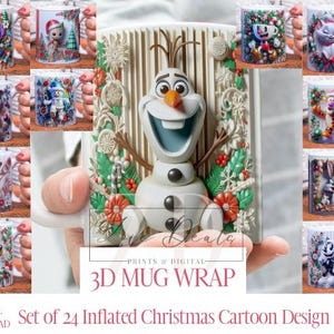 3D-Effekt aufgeblasene klassische Weihnachtskarikatur-Becherverpackung, 11 Unze und 15 Unze Sublimations-Bundle-Becherverpackung, sofortiger digitaler Download, PNG-Vorlage