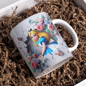 Emballage pour tasse effet 3D classique fille personnage de dessin animé, emballage pour sublimation lot de tasses 11 oz et 15 oz, téléchargement immédiat, modèle PNG image 2