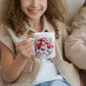 Envoltura de taza de personaje de dibujos animados de niña clásica con efecto 3D, envoltura de sublimación de paquete de taza de 11 oz y 15 oz, descarga digital instantánea, plantilla PNG imagen 3