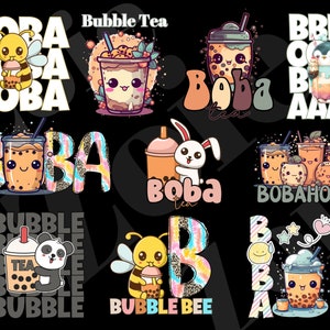 Boba Tea Sublimatie PNG, Bubble Tea Bundle Sublimatiebestand, Boba Tea Shirt Sublimatie Design, Digitale Download, Pearl Milk Tea Design