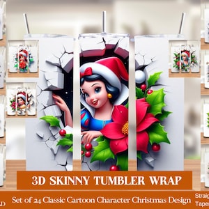 3D Christmas Classic Cartoon Character Tumbler Wrap, 20oz Skinny Sublimation Bundle Tumbler Wrap, Instant Digital Download, PNG Template