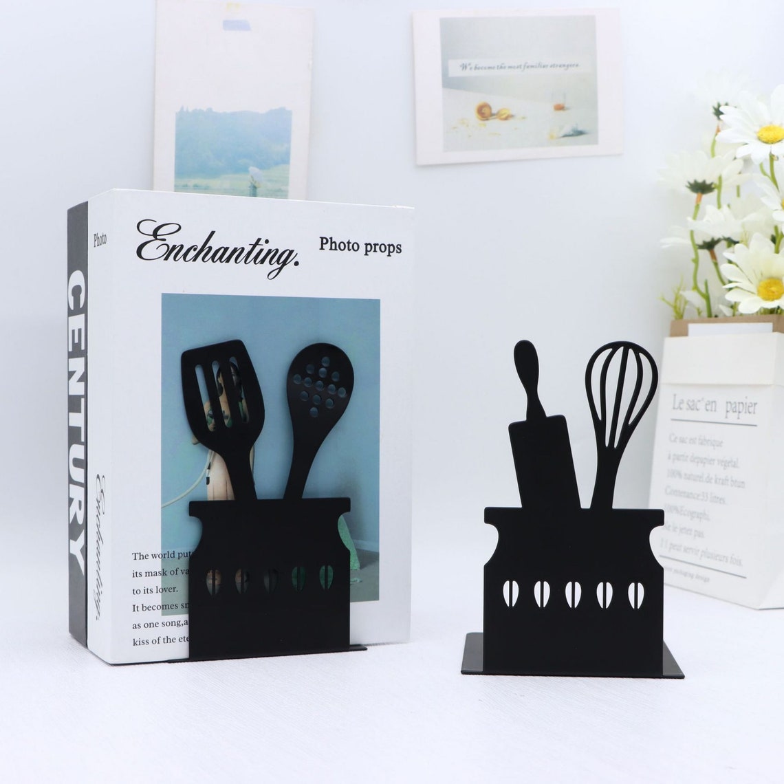 Kitchen Metal Bookend Cookbook Bookend Bookshelf Etsy