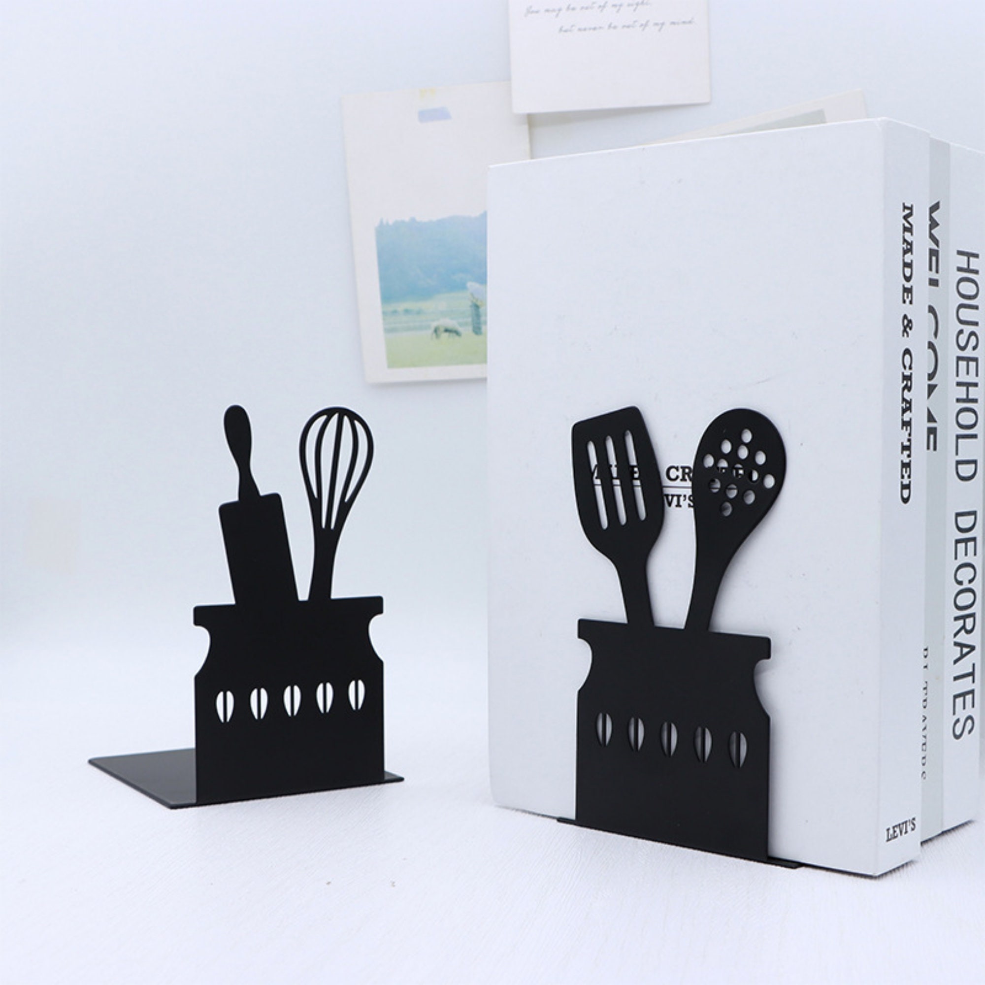 Kitchen Metal Bookend Cookbook Bookend Bookshelf Etsy