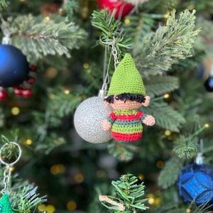 Christmas Crochet Keychain, X-mas gift, Santas elf, elves, Cute Animal Crocheted Keychains, Santa Keychain, Christmas Stocking Stuffers