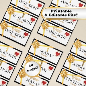 Valentines Day Love Coupon Gifts, Last minute gift, Love Coupon Book Printable Editable Love Coupons Couple Coupons Romantic Gift for him