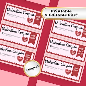 Valentines Day Love Coupon Gifts, Last minute gift, Love Coupon Book Printable Editable Love Coupons Couple Coupons Romantic Gift for him