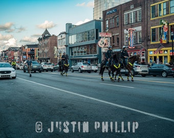 Cops on Horses -  Downtown - Nashville Tennessee - Fine Art Photograph - Street Photography - Wall Art - Travel Style