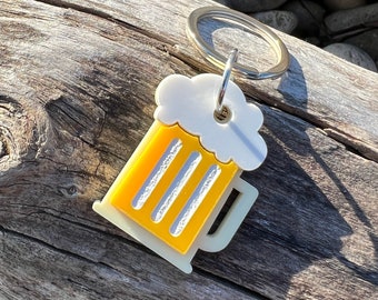 Personalized Beer Jar Pet ID Tag | Custom Handmade Pet Charm | Friendly Tag Keyring with Info Engraved in the Back | Gift for Brewmasters