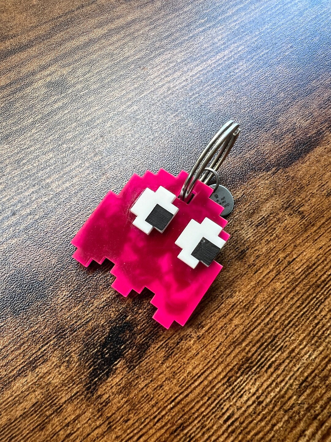 Pink Pac-man Ghost Pet ID Tag | Retro Gamer Keychain Alternative ...