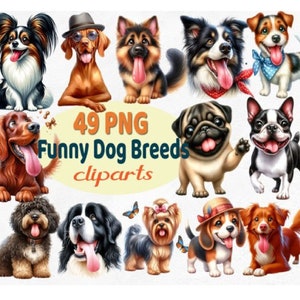 Funny Dogs Breeds Sublimation Clipart
