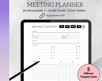 reMarkable 2 templates, Digital Business Planner, reMarkable Meeting Notes Template, Remarkable Template, Meeting Notebook, Kindle Scribe