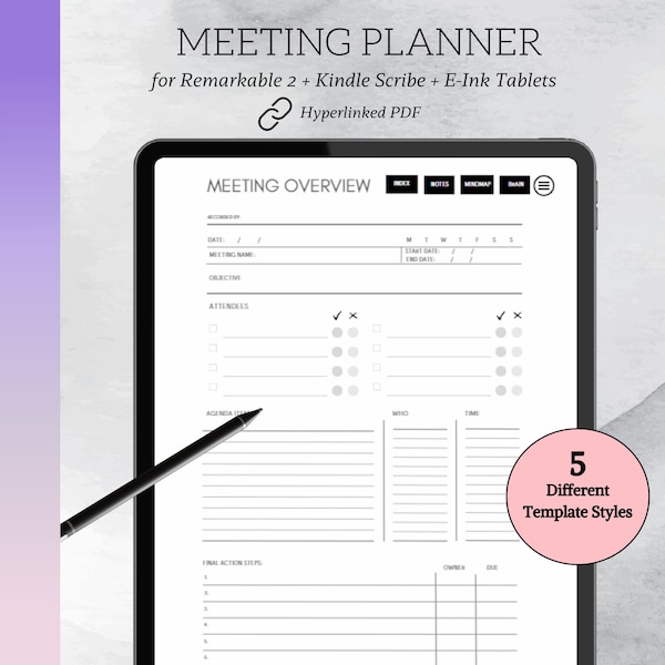 Remarkable 2 Notes Template Etsy