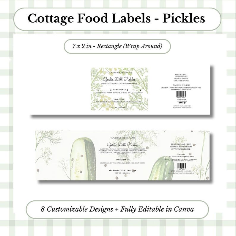 Pickle Labels Background Design Rustic Farmhouse Pickle Label Template: Editable Canva (digital ...
