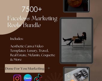 7500+ Aesthetic Faceless Canva Reels, Marketing Templates (Digital Download)