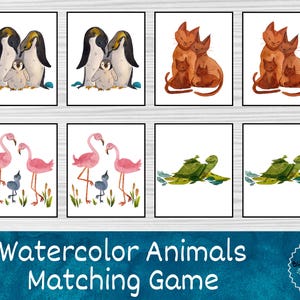 Juego de memoria imprimible para niños, 54 tarjetas de memoria con temática de animales para niños pequeños, juego imprimible, actividades para niños pequeños, juego imprimible para niños