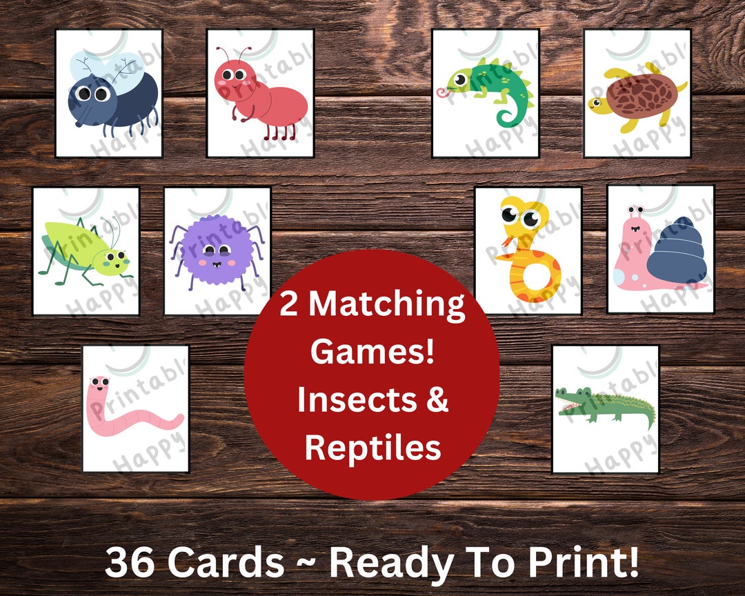 Set of 36 Printable Matching Cards 2 Printable Games - Etsy