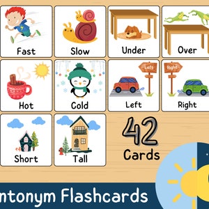 Opposites Flashcards, Antonym Flashcards for Kids. 42 Digital ...