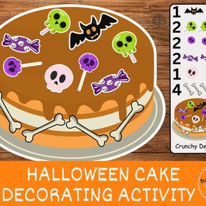 Maak een taart! Halloween-activiteit voor kinderen, knutselactiviteit voor de feestdagen, printbaar en eenvoudig te gebruiken leerzaam spel.