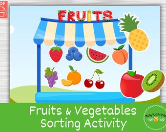 Druckbare Aktivitäten für Kinder, Obst und Gemüse Sortieren Belegtes Buch, Montessori Kleinkind, Beschäftigungsbuch, Belegtes Sammelbuch, Kleinkind Belegbuch