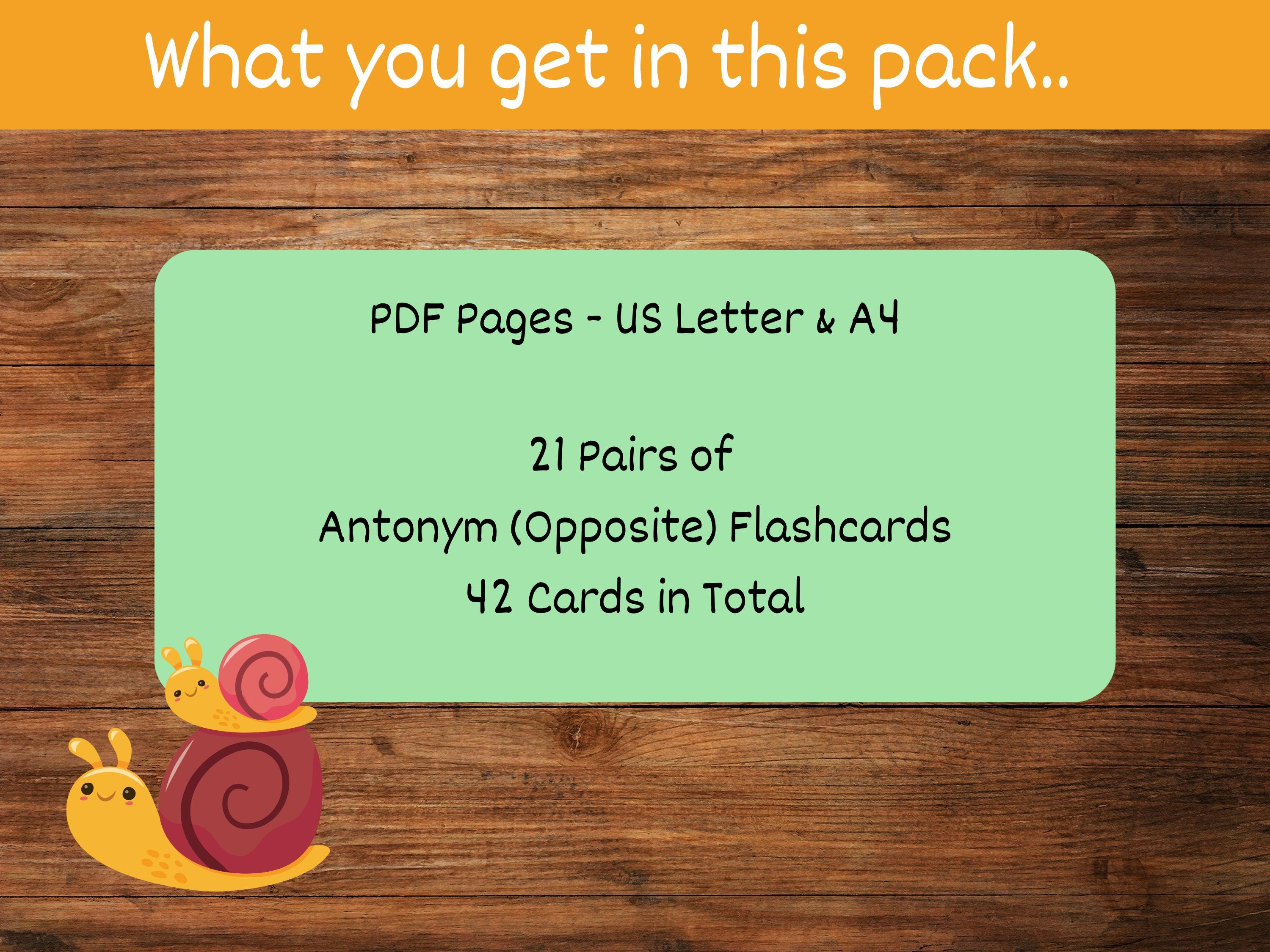 Antonym Flashcards for Toddlers: Opposites Flash Cards for Kids ...