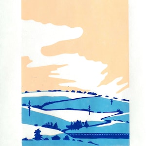 Winter-Linoldruck Serie- Fine Art Print - Park City