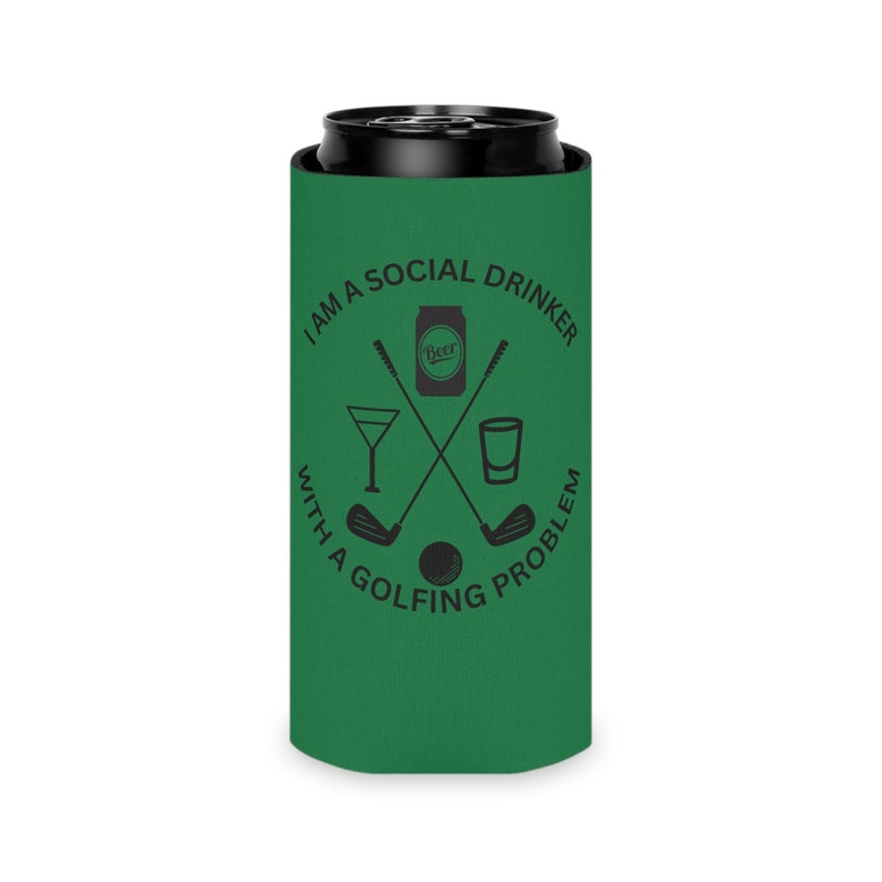 Golf Can Koozie Golf Cart Koozie Golf Bag Koozie 2 Sizes 2 Colors i Am a Social Drinker With A