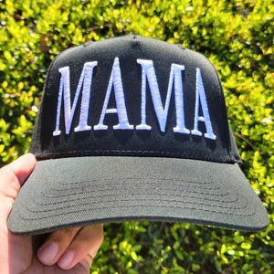 Mama Hat, Mom Embroidered Cap, Baseball Snapback for Cool Moms, Sports Black Hat, 3D Effect Embroider Hat
